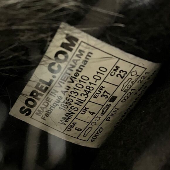 SOREL Joan of Arctic Snow Boots 6 Black Suede Leather Mid Calf Faux Fur - Picture 4 of 12